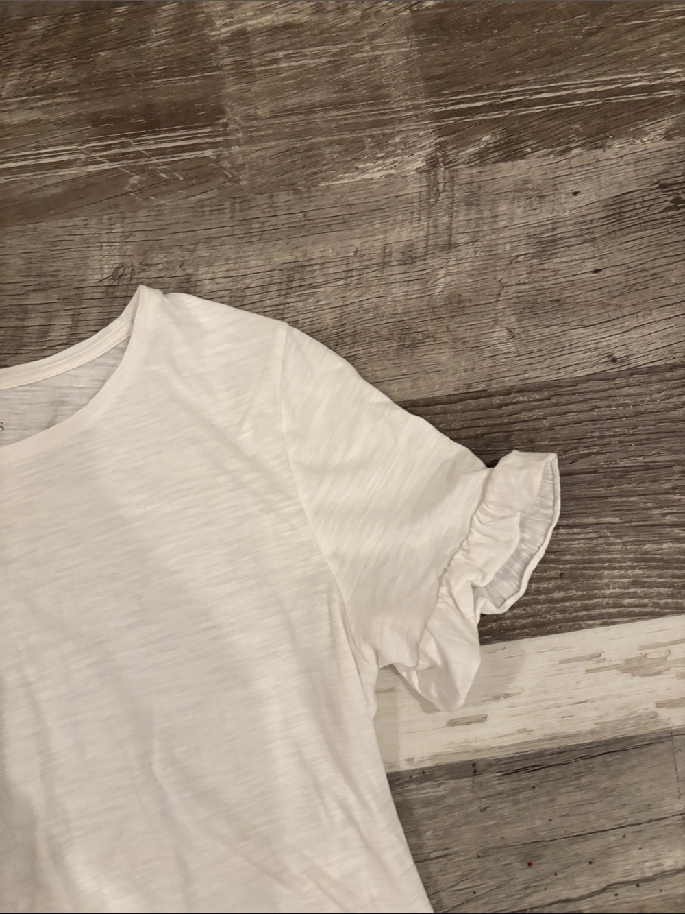 Talbots White Short-Sleeve Ruffle Hem Tee - Picture 3 of 5